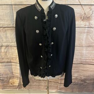 INC International Concepts Black Blazer with Silver Buttons